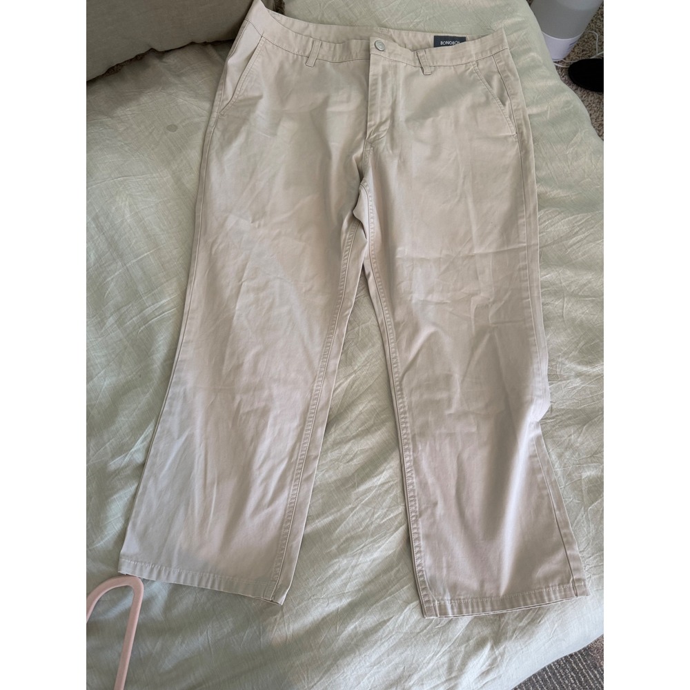 Bonobos Mens Straight Leg Khaki Pants Dress Casual Beige Trousers Size 35x30
